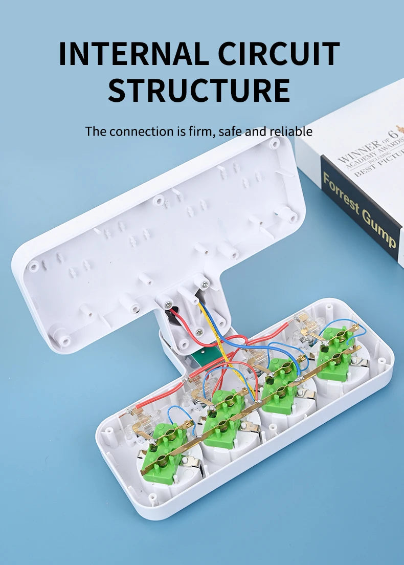 EU Wall Power Strip – 4 Outlets, Compact & Direct Plug-In