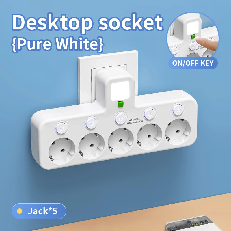 EU Wall Power Strip – 4 Outlets, Compact & Direct Plug-In