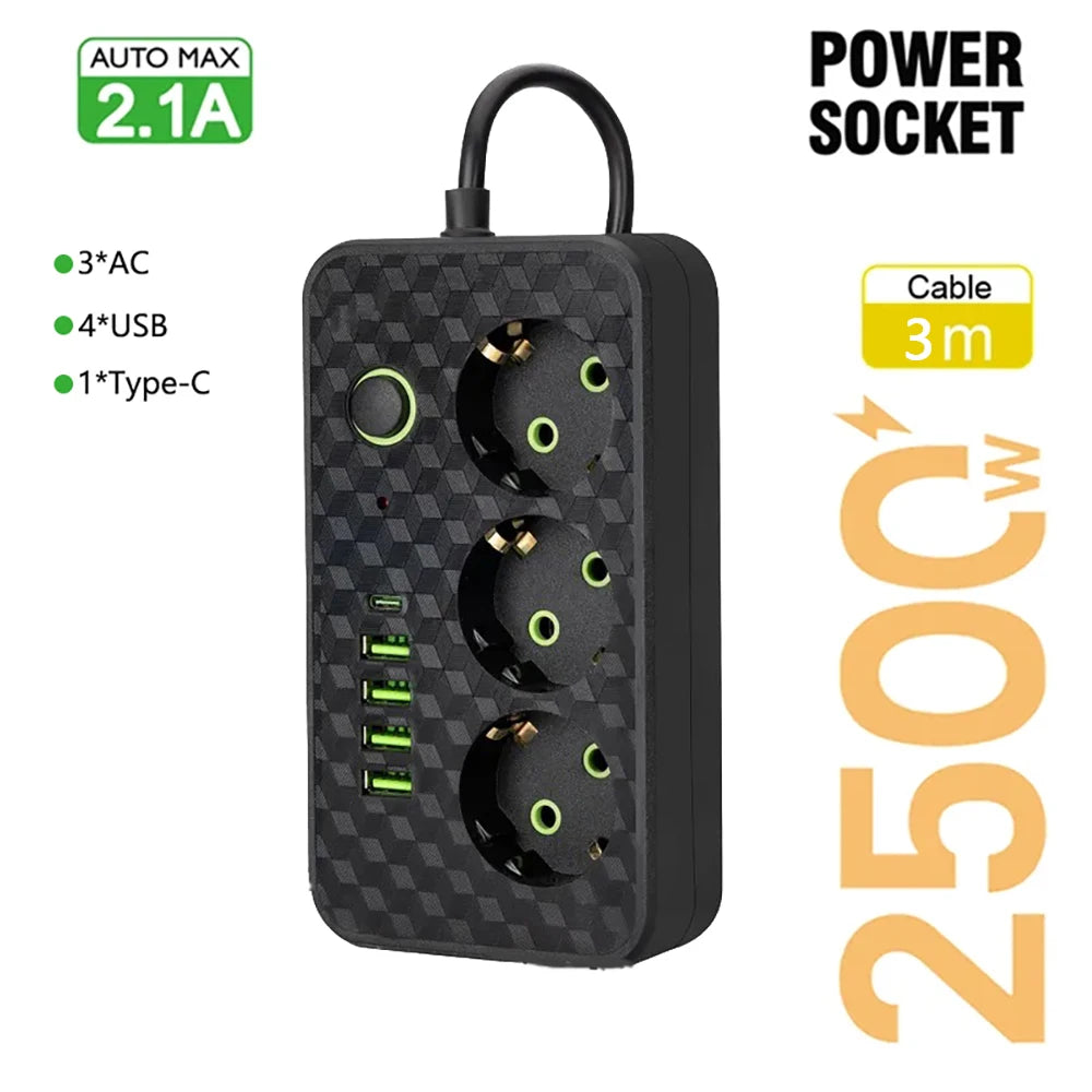EU Wall Power Strip – 4 Outlets, Compact & Direct Plug-In