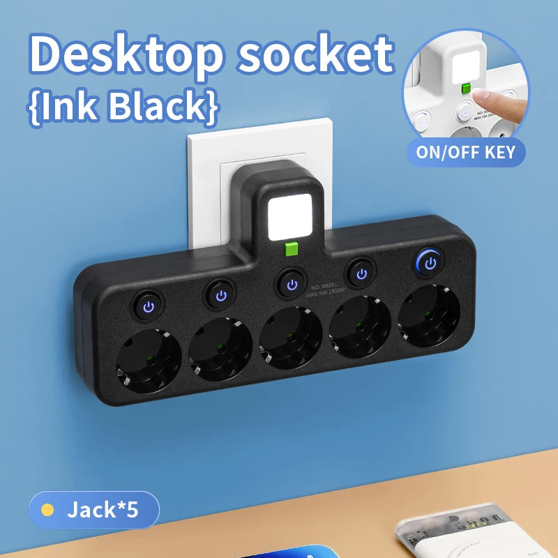 EU Wall Power Strip – 4 Outlets, Compact & Direct Plug-In