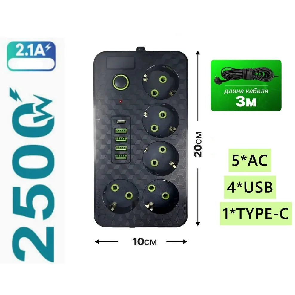 EU Wall Power Strip – 4 Outlets, Compact & Direct Plug-In
